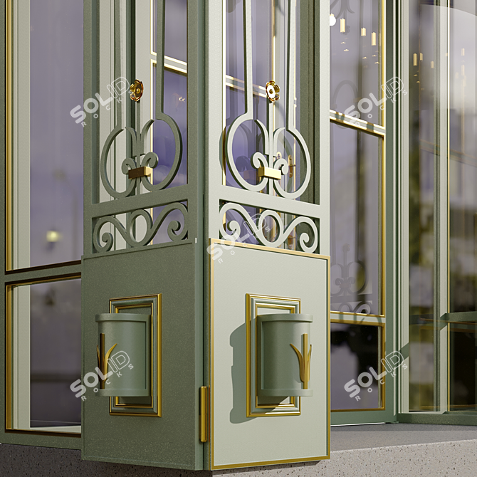 Metallic Entry Group with Gilded Elements 3D model image 13