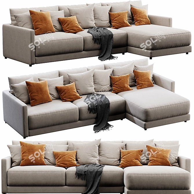 Modern Sectional Sofa, Spacious Design 3D model image 2