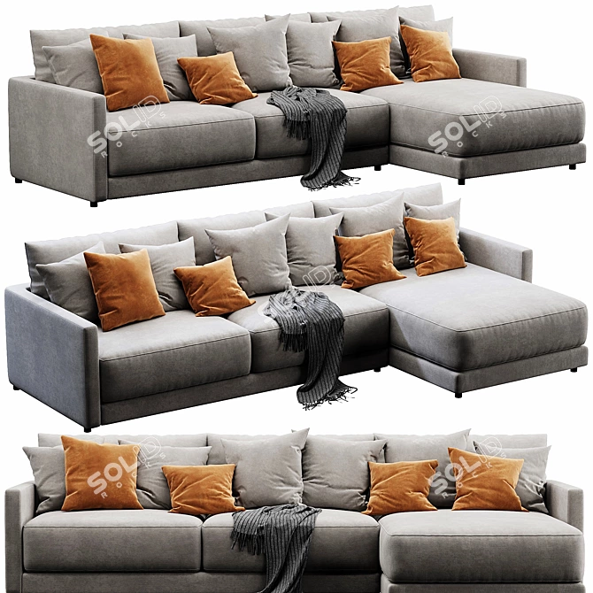 Modern Sectional Sofa, Spacious Design 3D model image 3