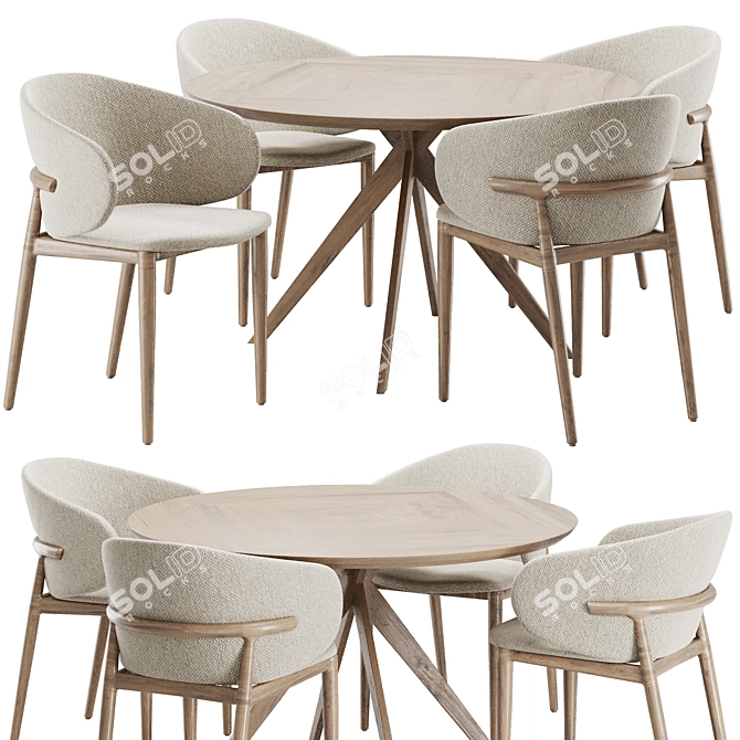 Sleek Dining Set 2016 Vray 3D model image 1