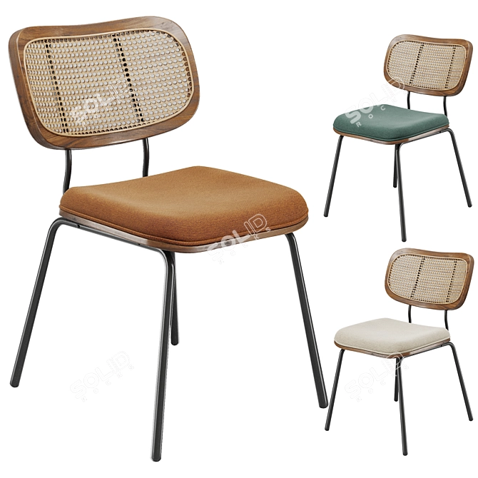 Elegant Sirine Rattan Side Chair 3D model image 1