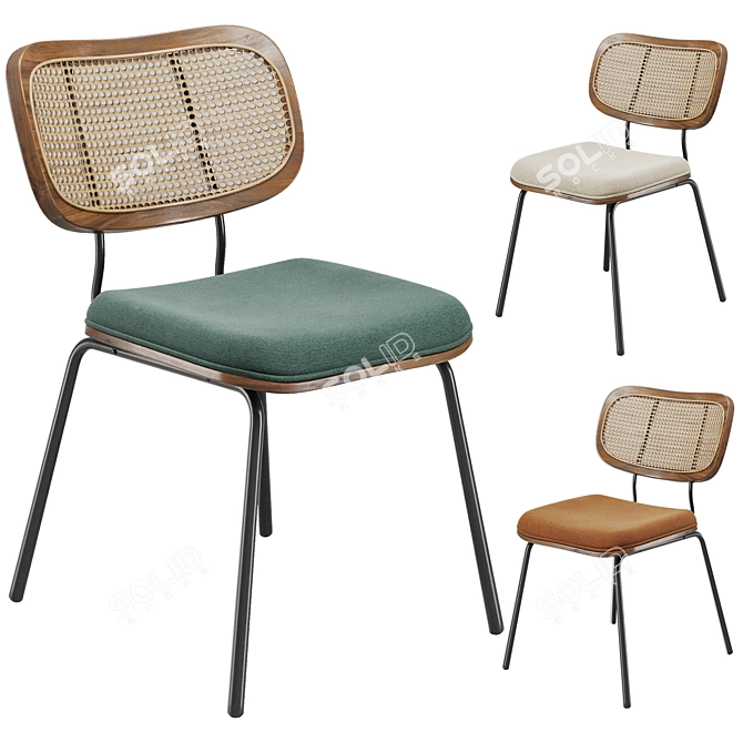 Elegant Sirine Rattan Side Chair 3D model image 2