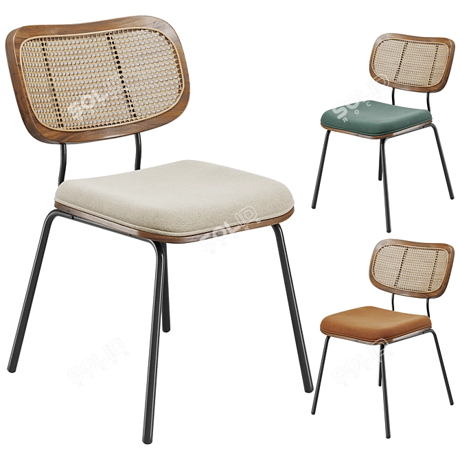 Elegant Sirine Rattan Side Chair 3D model image 3