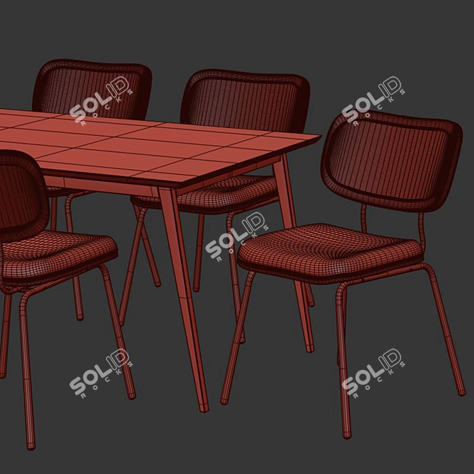 Sirine Rattan Back Dining Set 3D model image 4