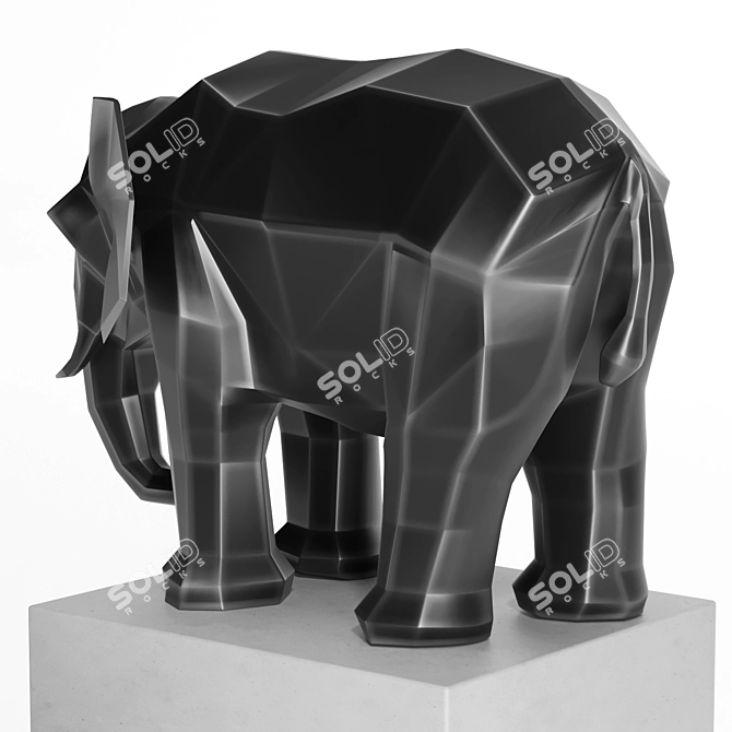 Polygonal Lion Elephant 3D Model 3D model image 5