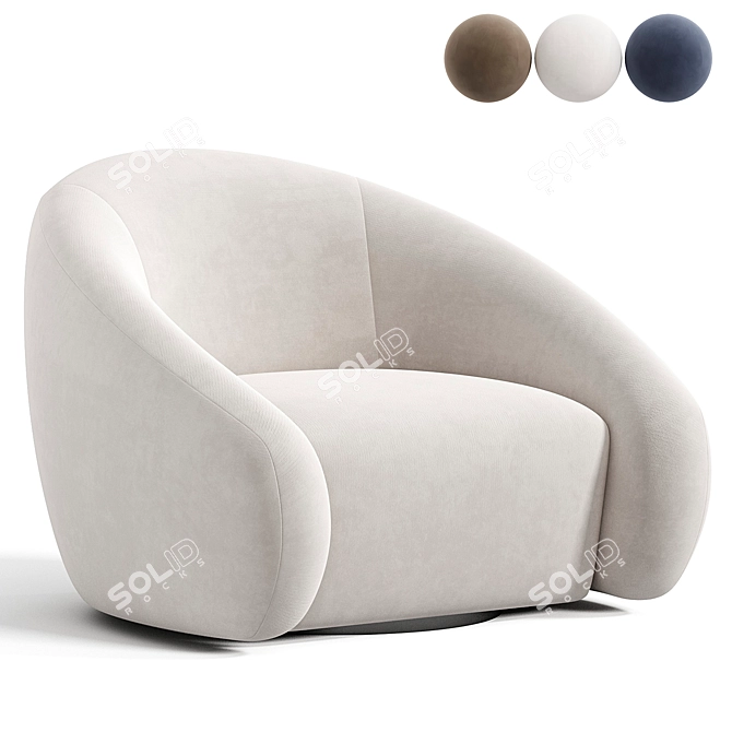 Sculpted Modern Chair Design 3D model image 2