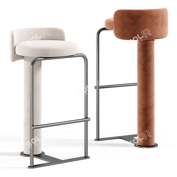 Modern High Fabric Counter Stool 3D model image 3