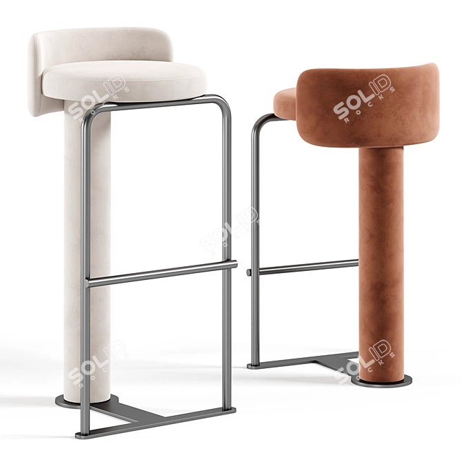 Modern High Fabric Counter Stool 3D model image 7