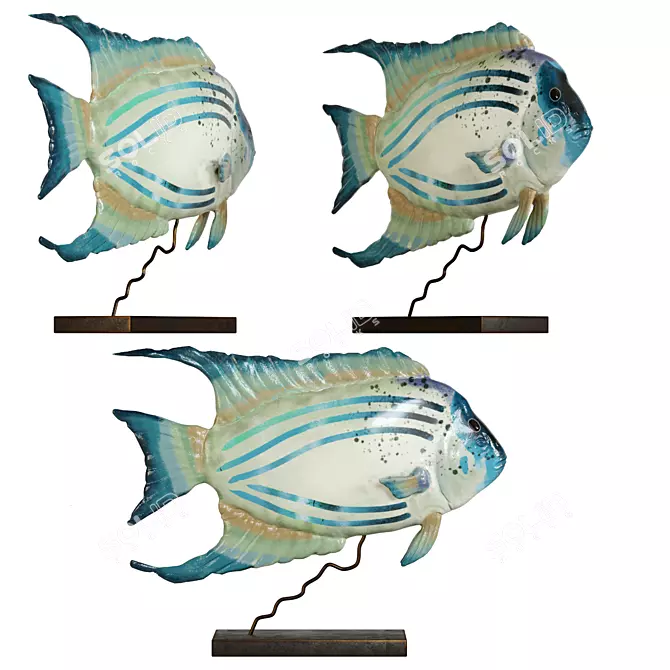 Colorful Fish Figurines Set 3D model image 4