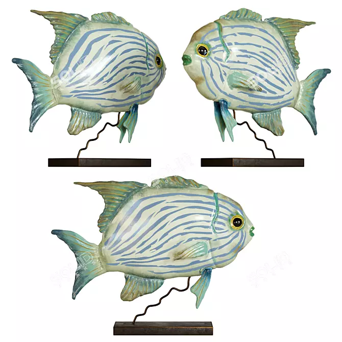 Colorful Fish Figurines Set 3D model image 5