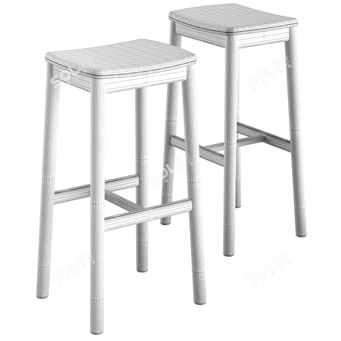 Billiani White Stool with Upholstered Seat 3D model image 6