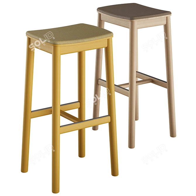 Billiani White Stool with Upholstered Seat 3D model image 10