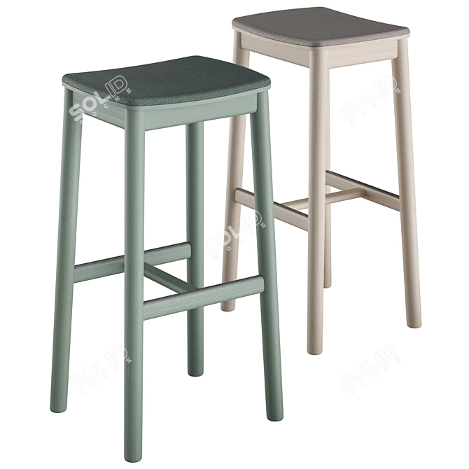 Billiani White Stool with Upholstered Seat 3D model image 11