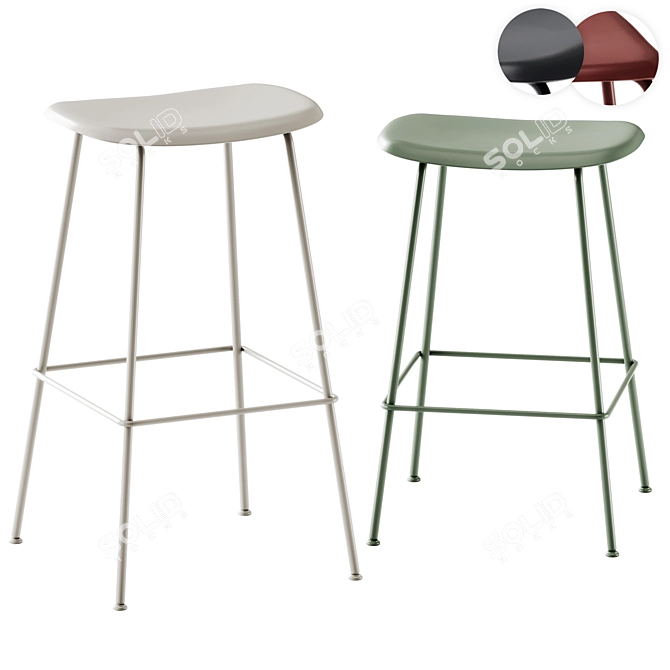 Minimalist Muuto Fiber Bar Stool 3D model image 1