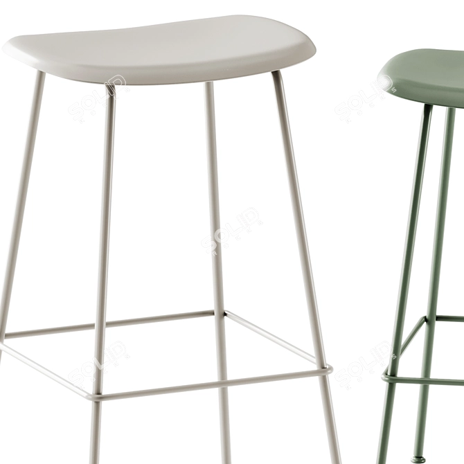 Minimalist Muuto Fiber Bar Stool 3D model image 3