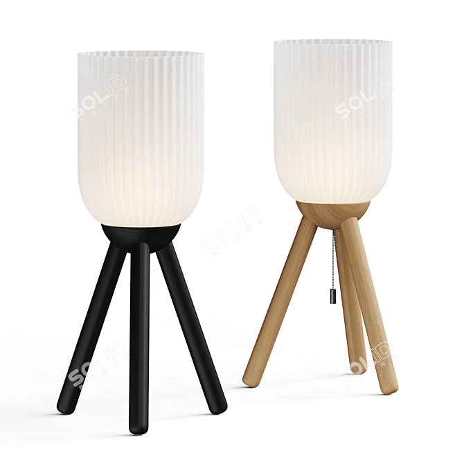 Minimalist Solid Wood Table Lamp 3D model image 1