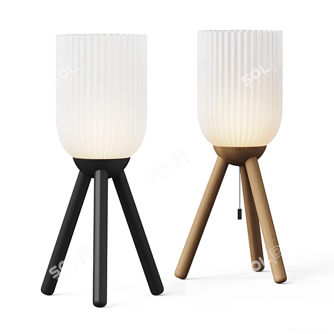 Minimalist Solid Wood Table Lamp 3D model image 3