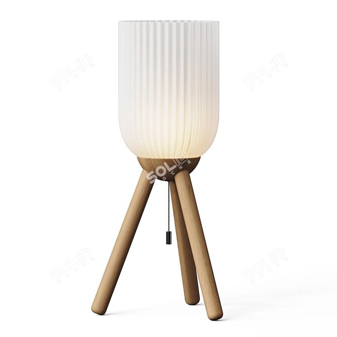 Minimalist Solid Wood Table Lamp 3D model image 5