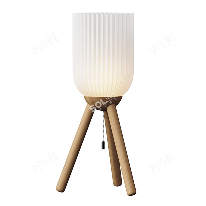 Minimalist Solid Wood Table Lamp 3D model image 6