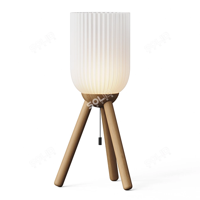 Minimalist Solid Wood Table Lamp 3D model image 7