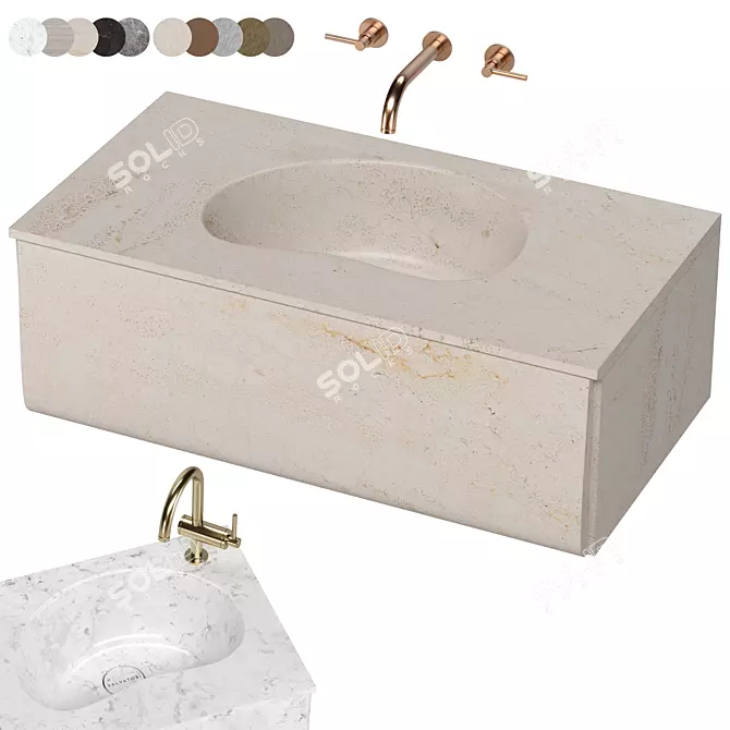 Luxury Washbasin Set with Grohe Faucet 3D model image 1