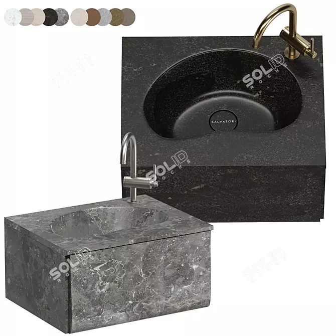 Luxury Washbasin Set with Grohe Faucet 3D model image 4