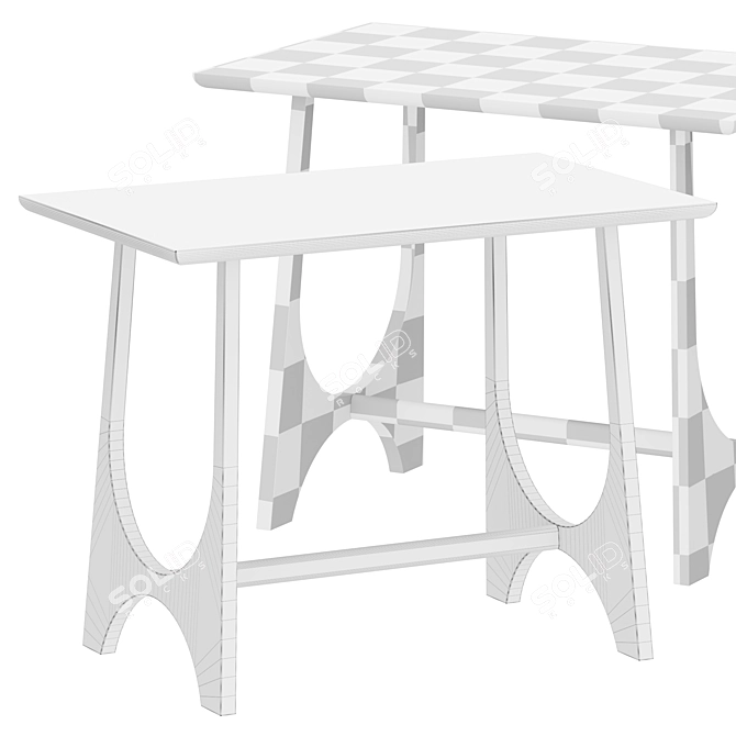  Industrial Wood Console Table 3D model image 3