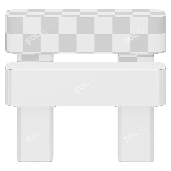 Modern White Console Table 3D model image 2