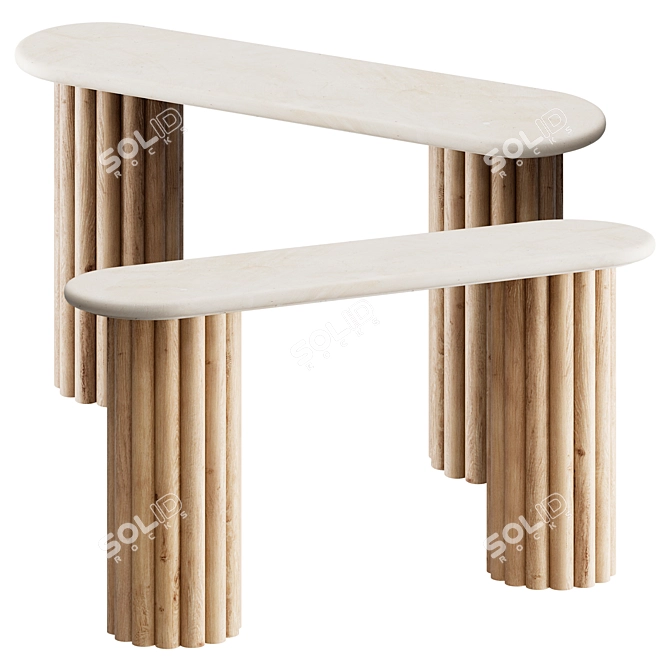 Elegant Mirrored Console Table 3D model image 1