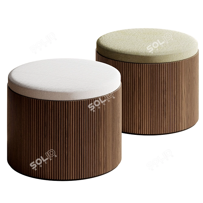 Contemporary Fabric and Wood Drum 3D model image 1