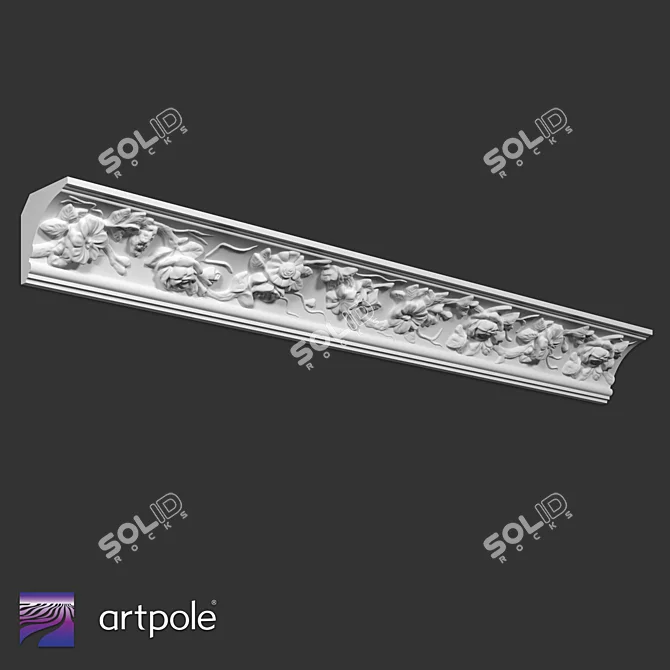 Elegant SK110 Gypsum Cornice 3D model image 1