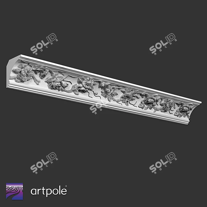 Elegant SK110 Gypsum Cornice 3D model image 2