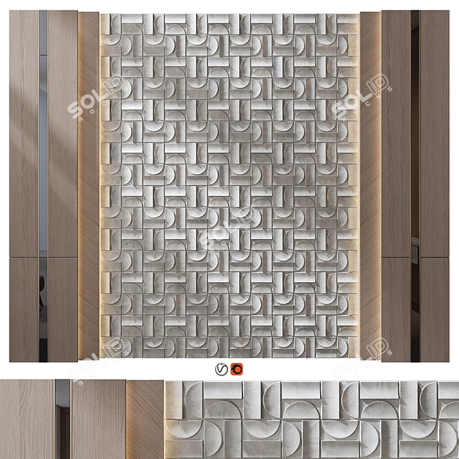 Modern Wall Panel 3D Model 3D model image 1