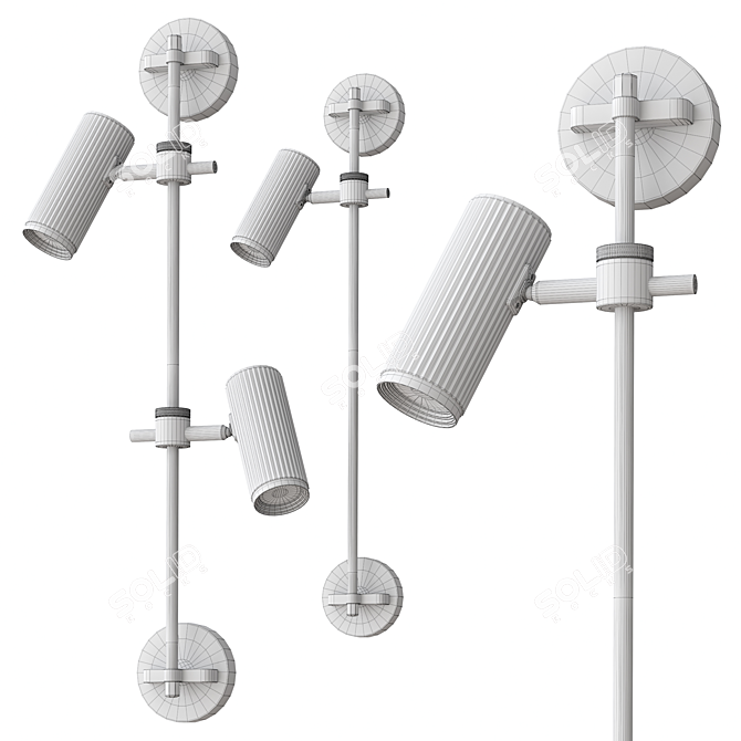 Adjustable Spot Rail Wall Fixture 3D model image 2