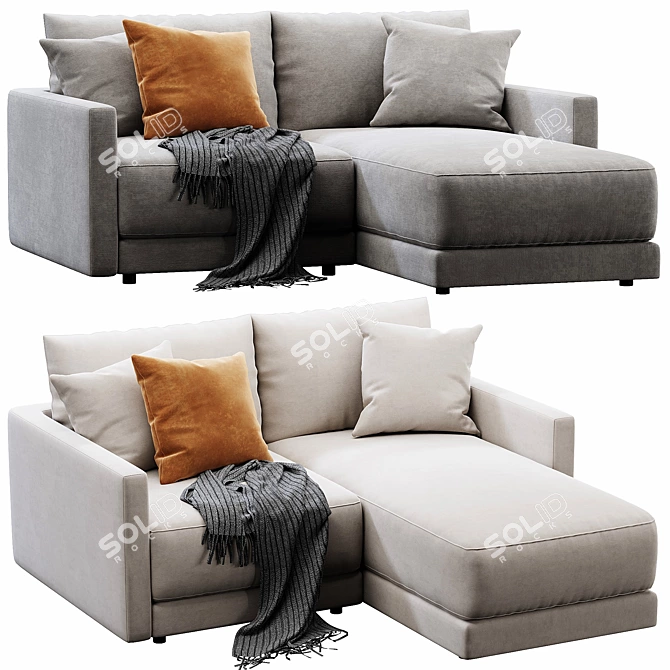 Modern 2-Piece Sectional Sofa 3D model image 1