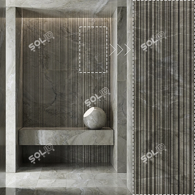 Detailed Marble Stone Tile Set 3D model image 3