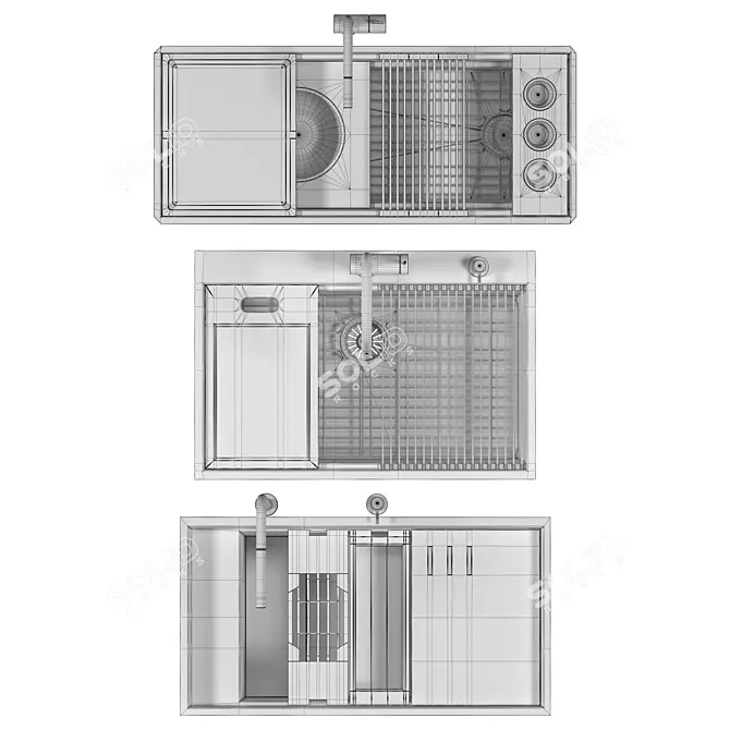 Ruvati Sink Set Collection - 3 Sinks 3D model image 7