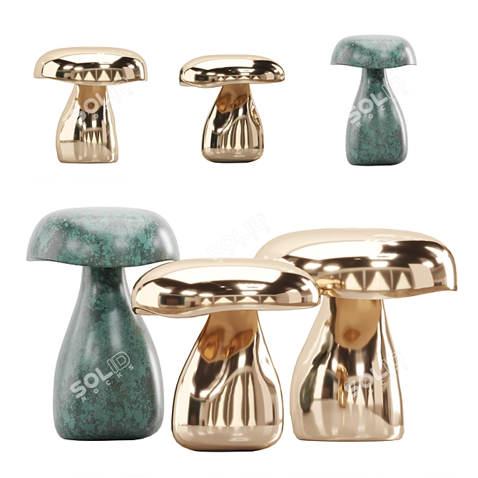 Whimsical Mushroom Stool Trio 3D model image 1