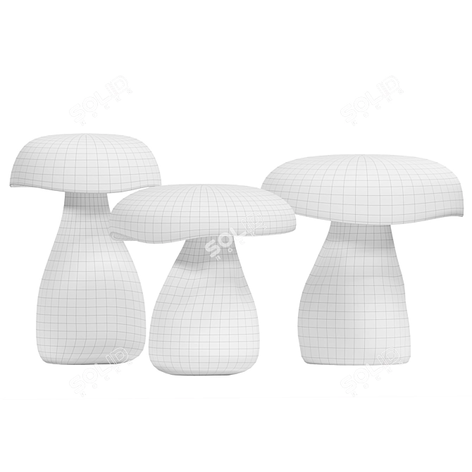 Whimsical Mushroom Stool Trio 3D model image 2