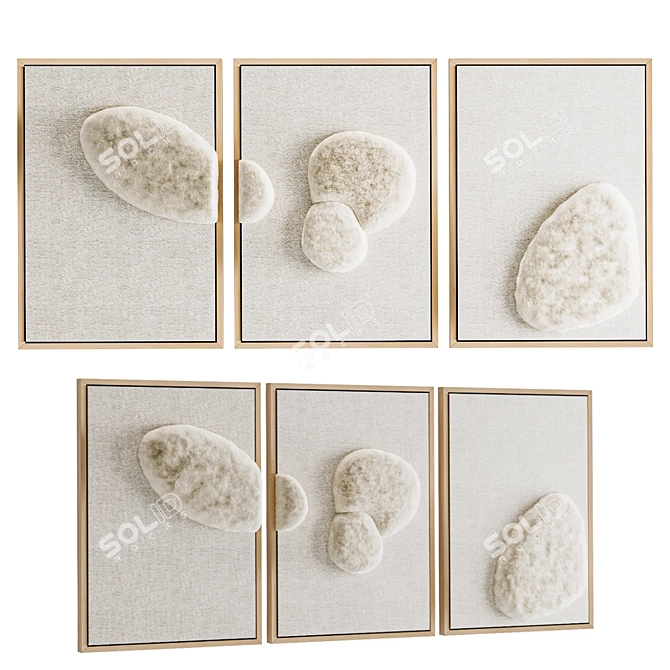 Hand-Woven Granite Wool Triptych 3D model image 1