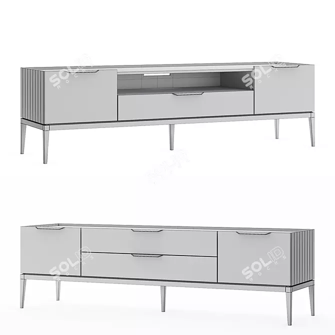 Modern TV Stand with Drawers 3D model image 2