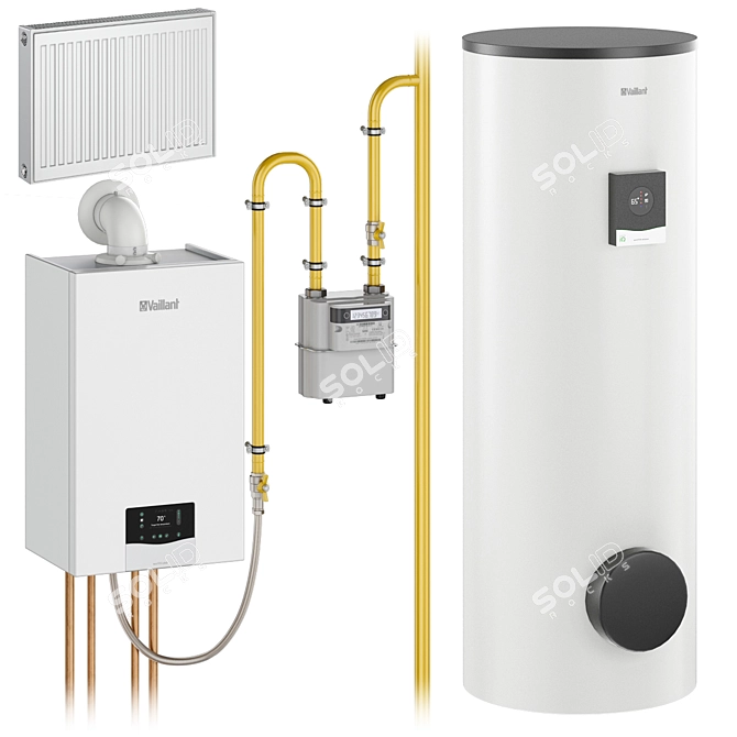 Complete Heating System Bundle 3D model image 6