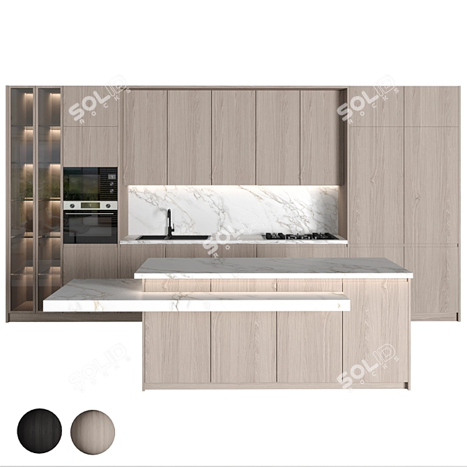 Modern Island Kitchen 142 3D model image 1