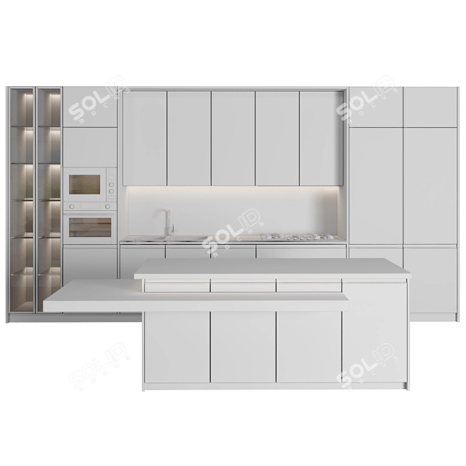 Modern Island Kitchen 142 3D model image 6