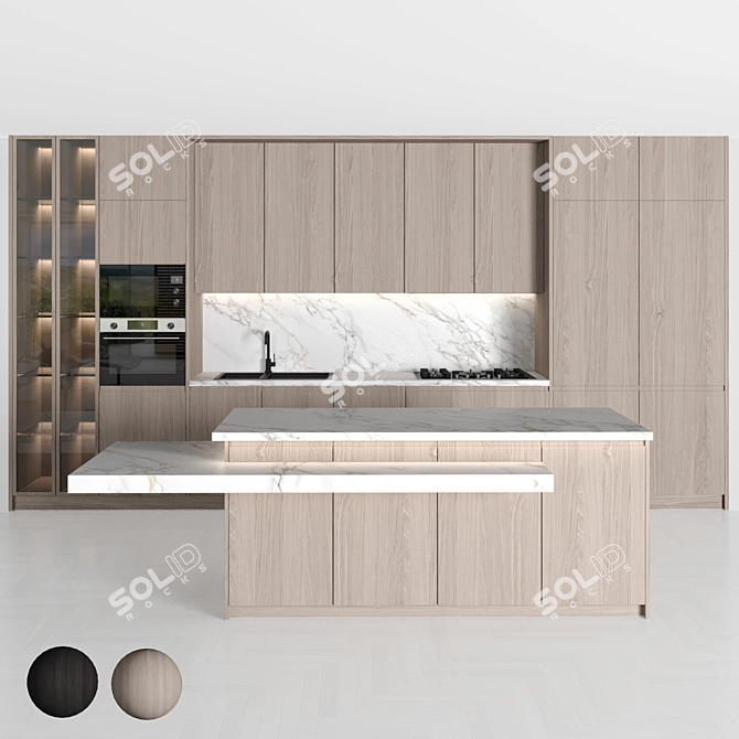 Modern Island Kitchen 142 3D model image 7