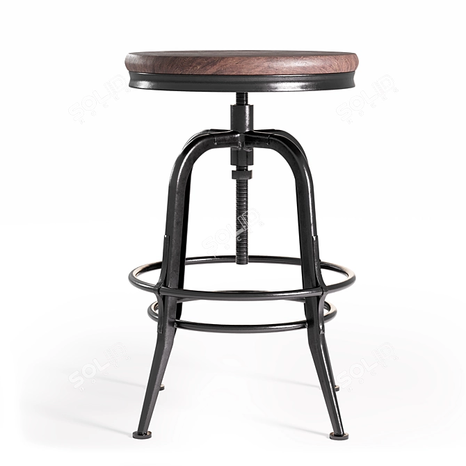  Reclaimed Wood Swivel Stool 3D model image 2