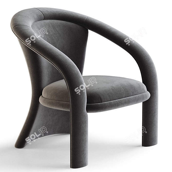 Sculptural Green Velvet Armchair 3D model image 2