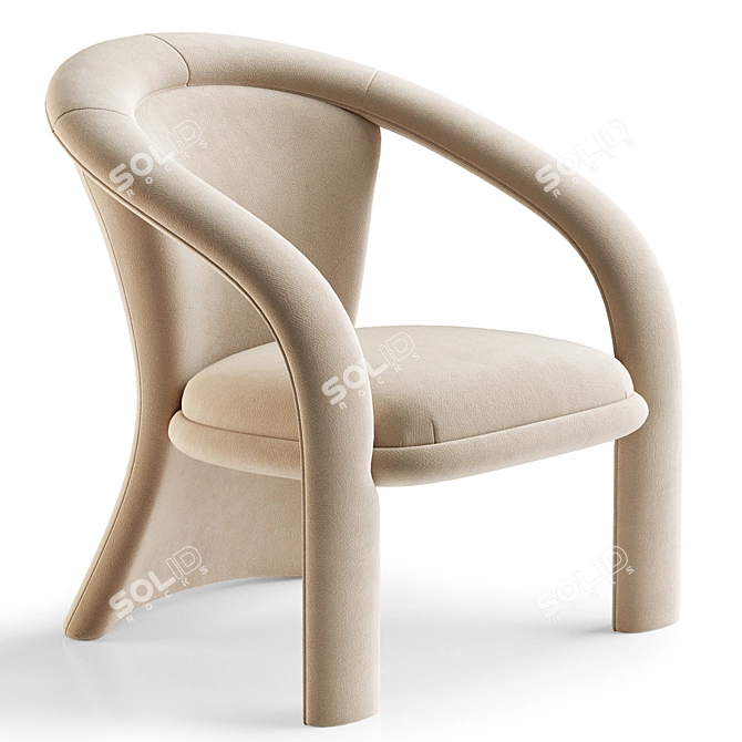 Sculptural Green Velvet Armchair 3D model image 3