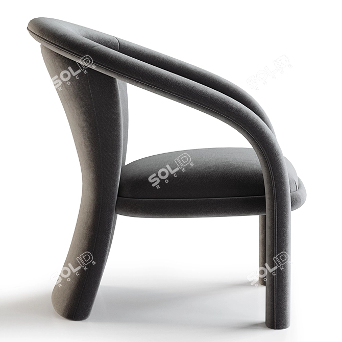 Sculptural Green Velvet Armchair 3D model image 5