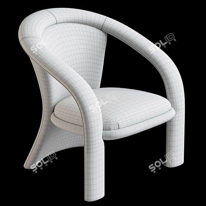 Sculptural Green Velvet Armchair 3D model image 6